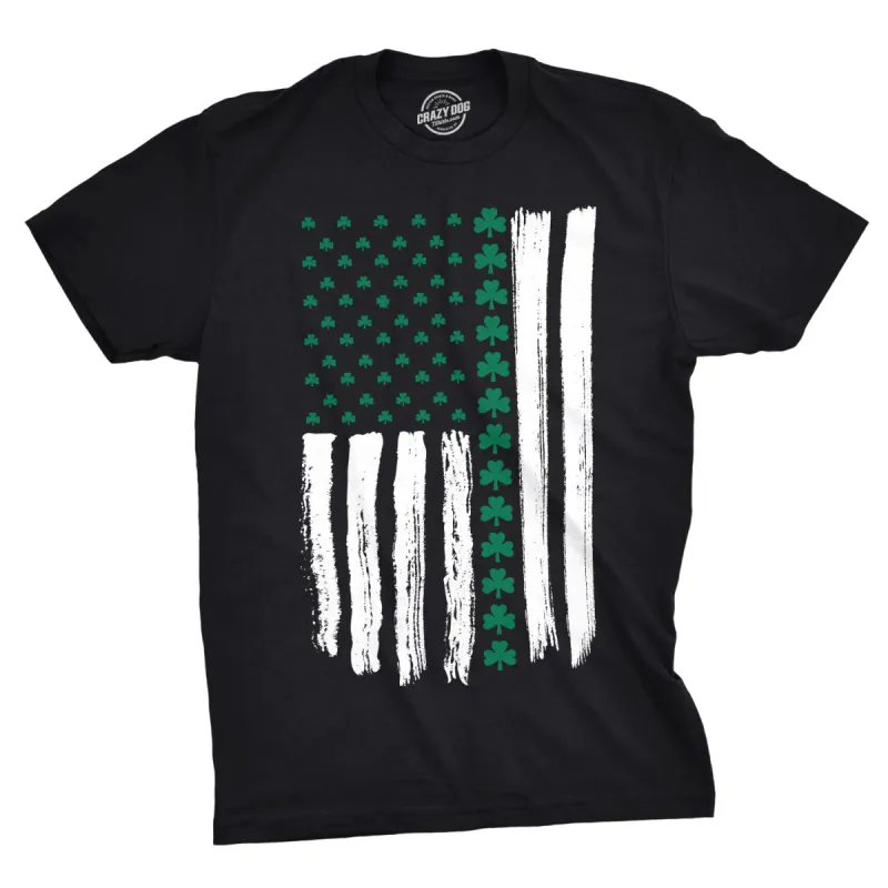 Shamrock American Flag Men's T Shirt sold by Crazy Dog T-Shirts