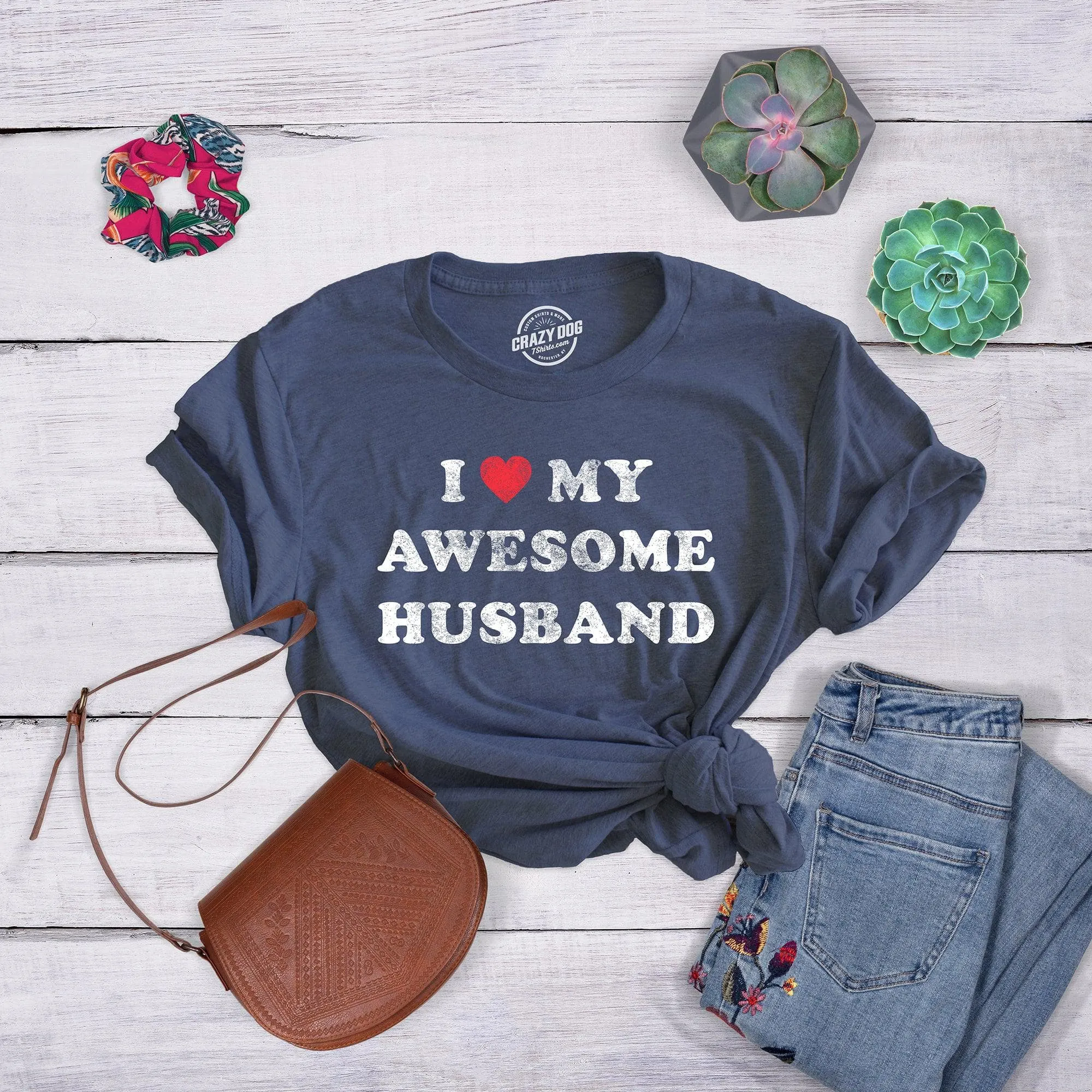 I Love My Awesome Husband Women's T Shirt sold by Crazy Dog T-Shirts product image thumbnail 4