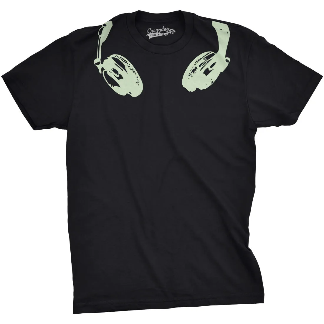 Glow In the Dark Headphones Men's T Shirt sold by Crazy Dog T-Shirts product image thumbnail 4