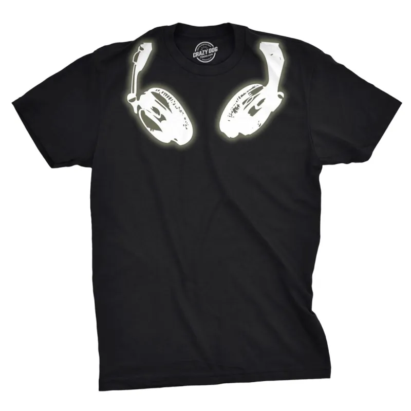 Glow In the Dark Headphones Men's T Shirt sold by Crazy Dog T-Shirts