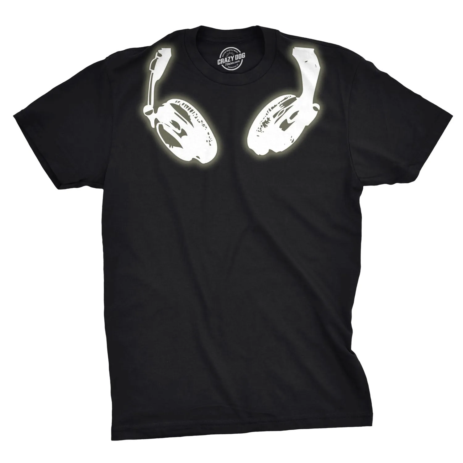 Glow In the Dark Headphones Men's T Shirt sold by Crazy Dog T-Shirts