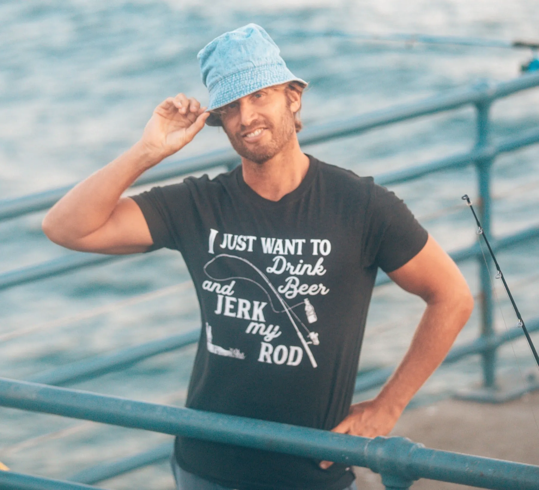 I Just Want To Drink Beer And Jerk My Rod Men's T Shirt sold by Crazy Dog T-Shirts product image thumbnail 4