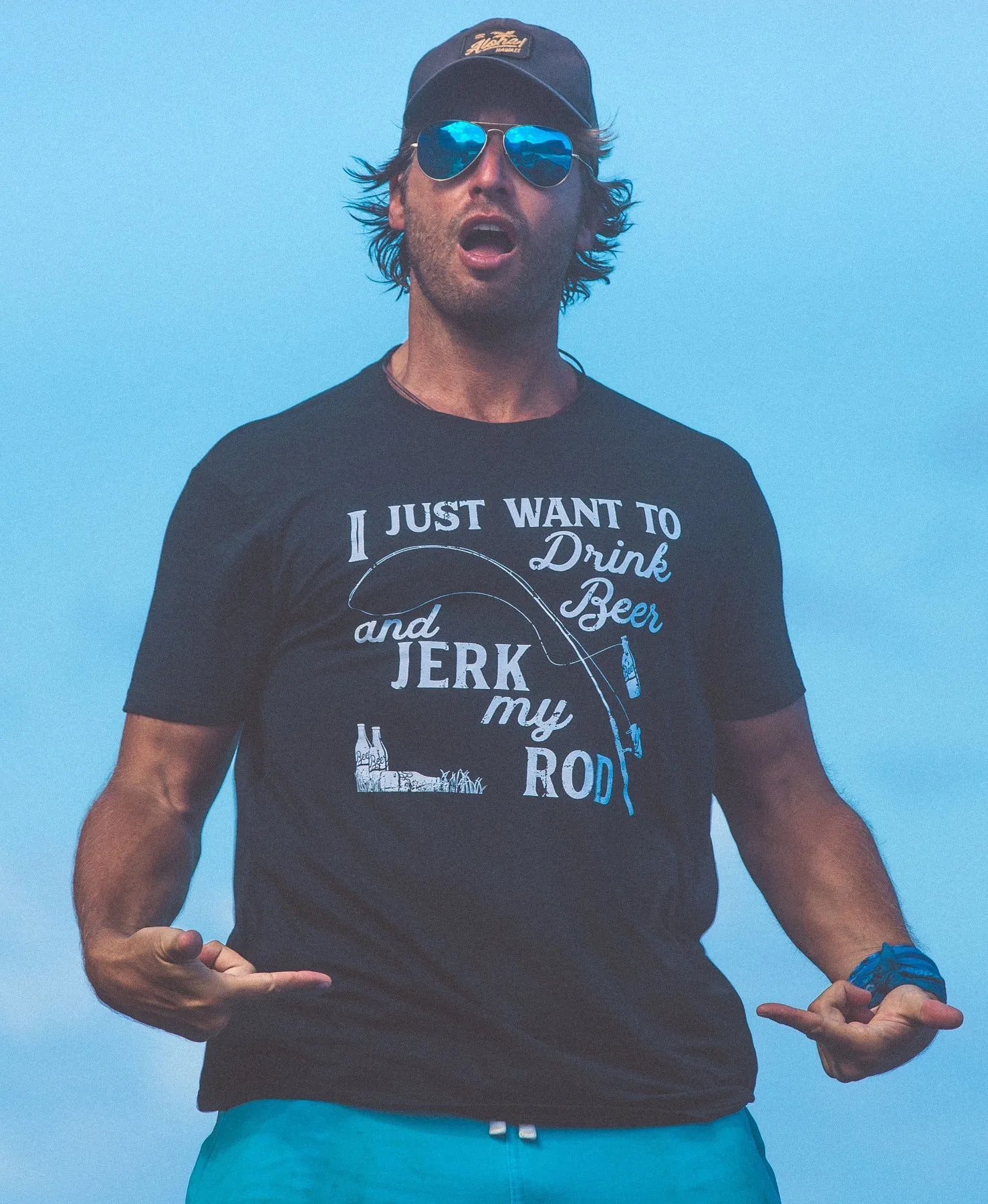 I Just Want To Drink Beer And Jerk My Rod Men's T Shirt sold by Crazy Dog T-Shirts product image thumbnail 2