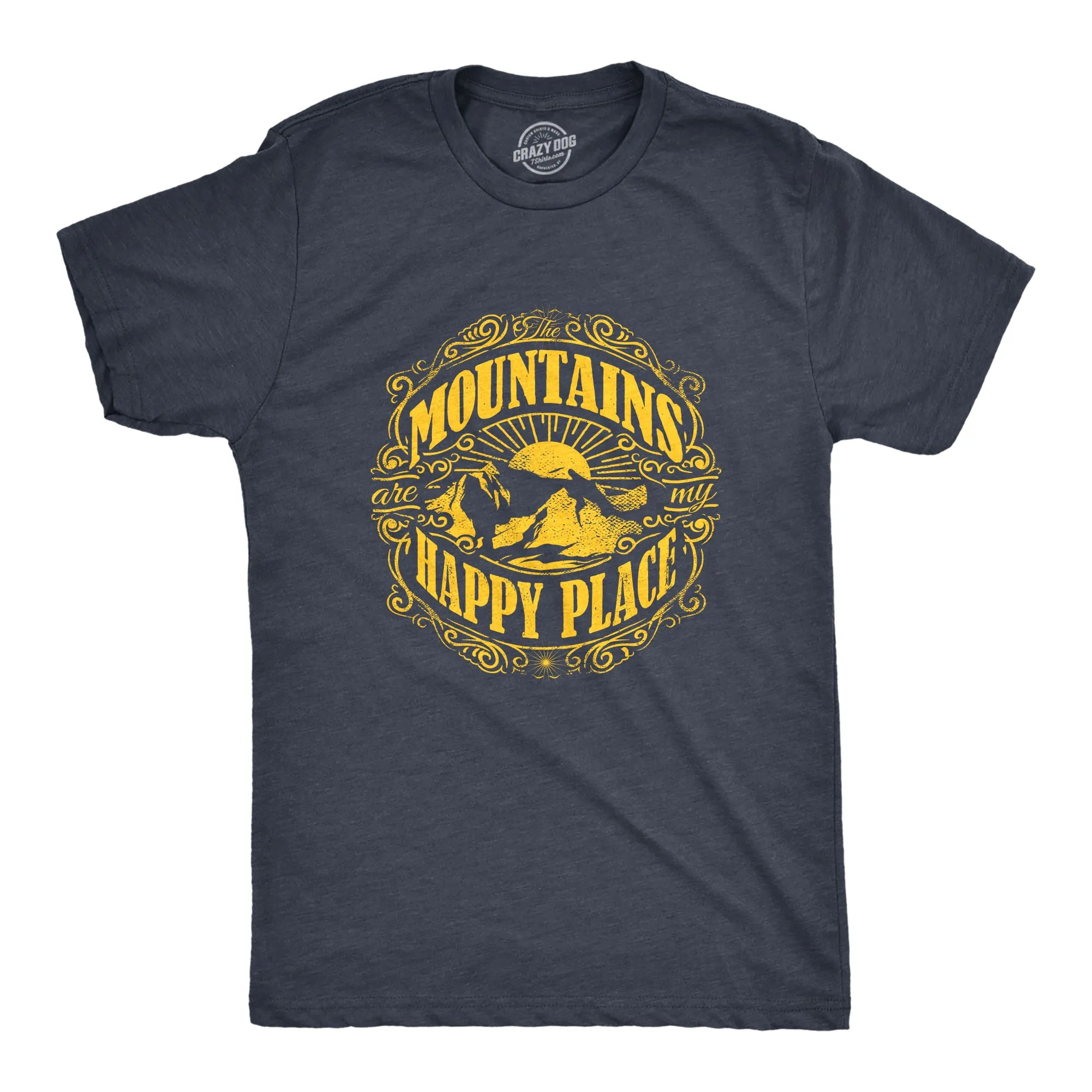 Mountains Are My Happy Place Men's T Shirt sold by Crazy Dog T-Shirts