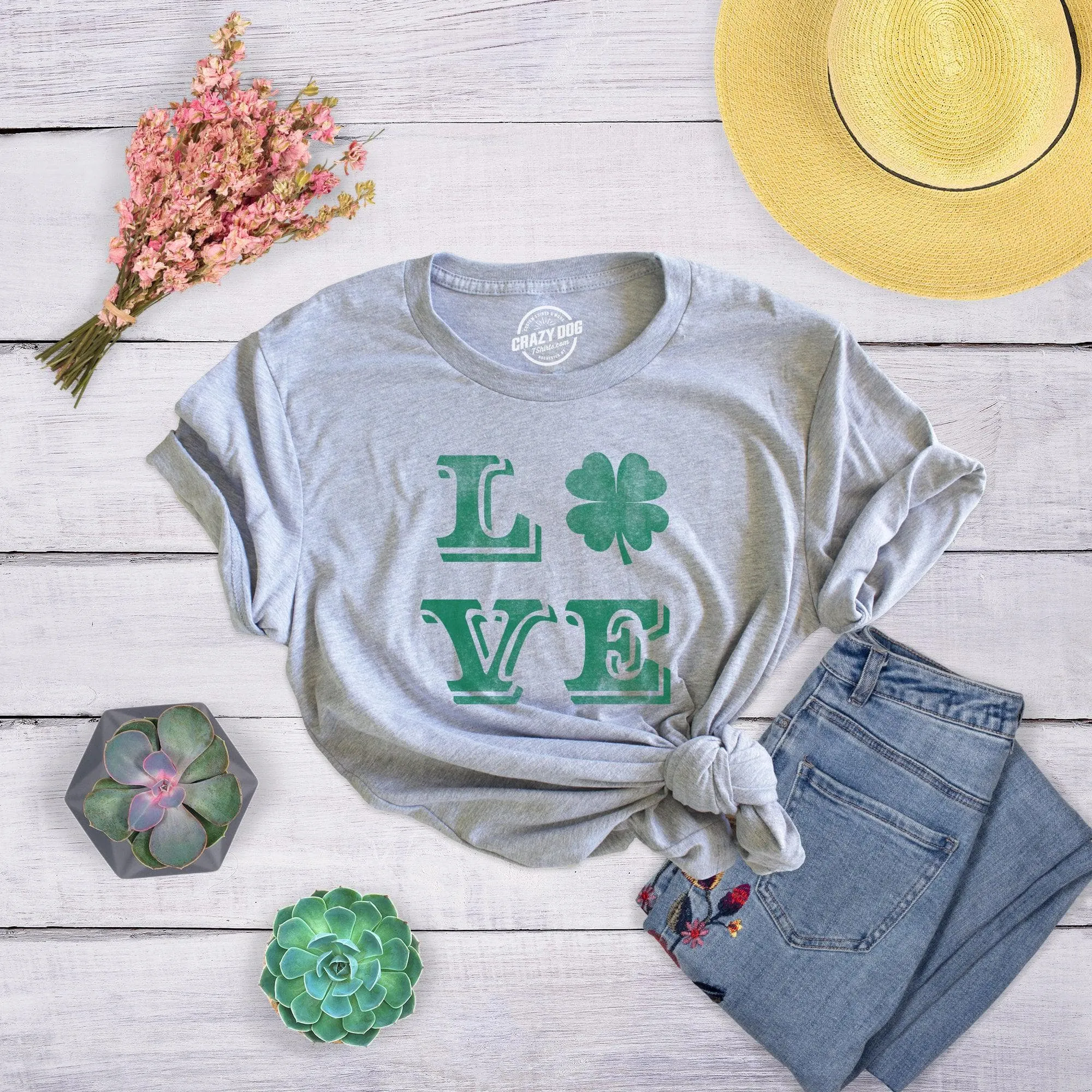 LOVE Lucky Clover Women's T Shirt sold by Crazy Dog T-Shirts product image thumbnail 4