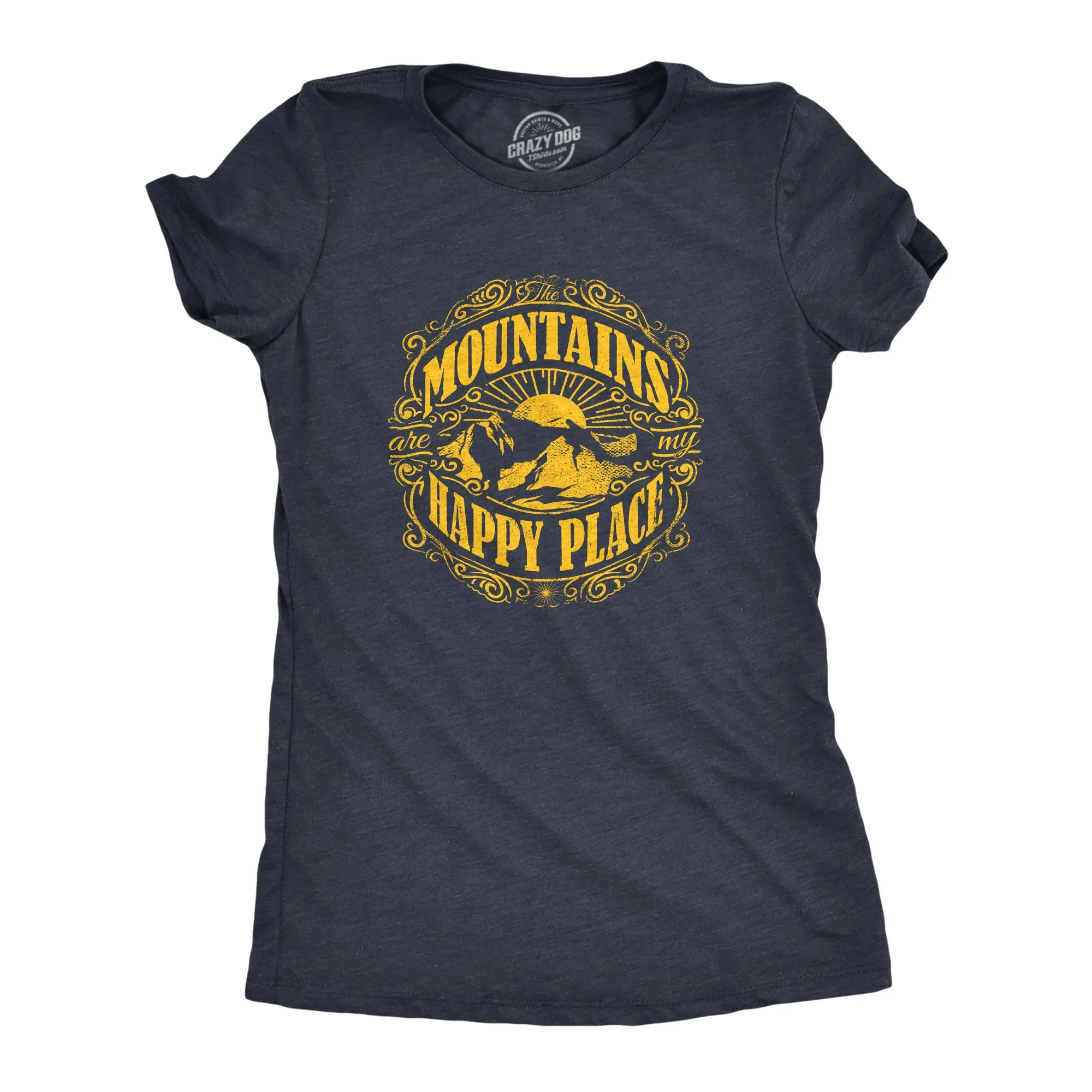 Mountains Are My Happy Place Women's T Shirt sold by Crazy Dog T-Shirts