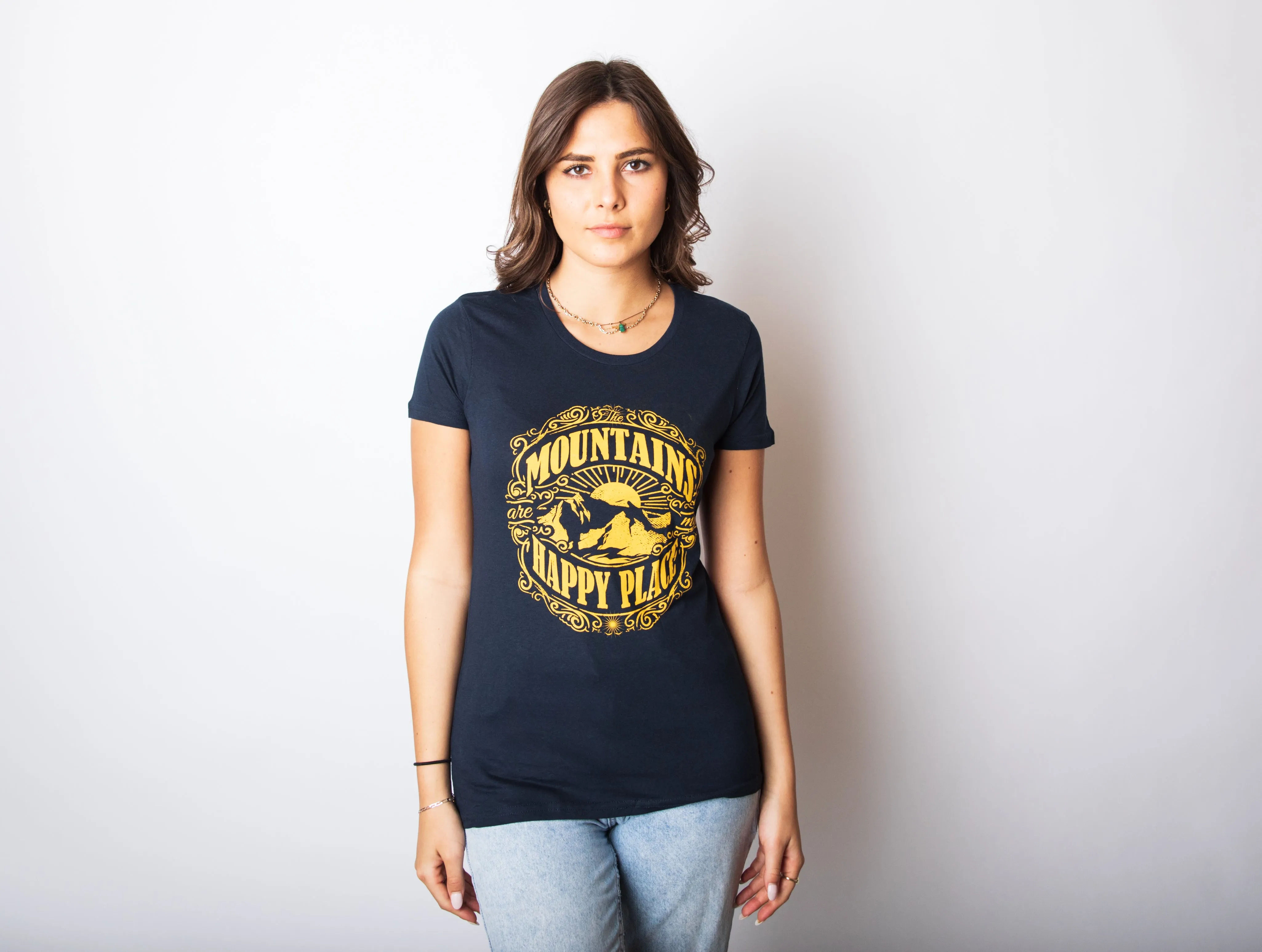 Mountains Are My Happy Place Women's T Shirt sold by Crazy Dog T-Shirts product image thumbnail 2