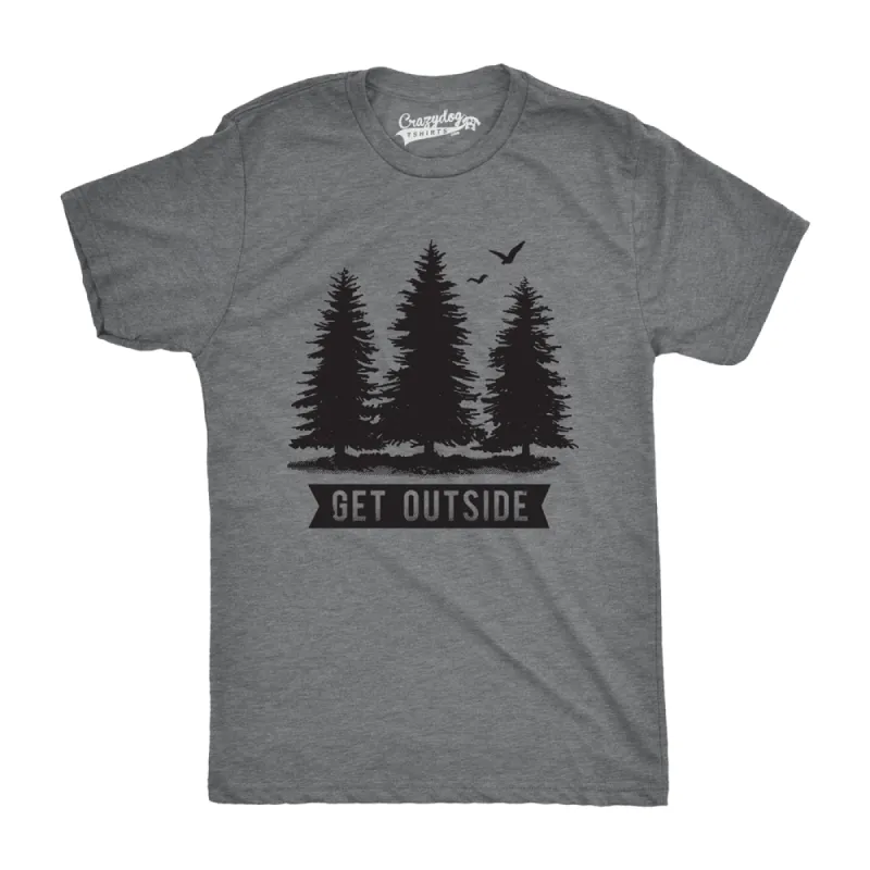 Pine Trees Get Outside Men's T Shirt sold by Crazy Dog T-Shirts