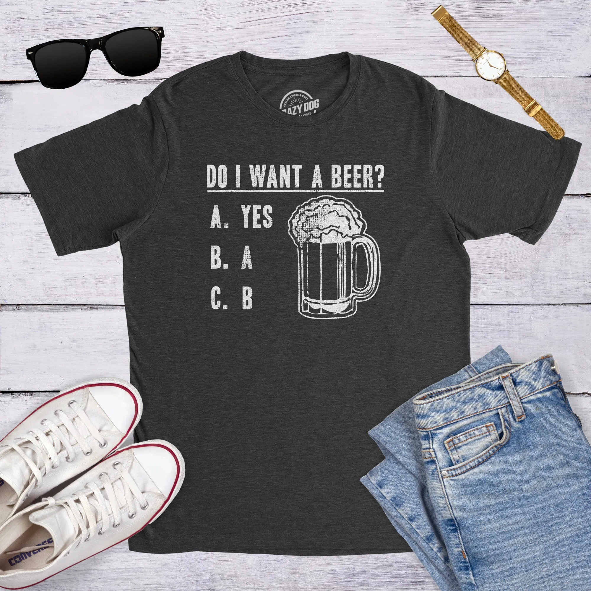 Do I Want A Beer Men's T Shirt sold by Crazy Dog T-Shirts product image thumbnail 4