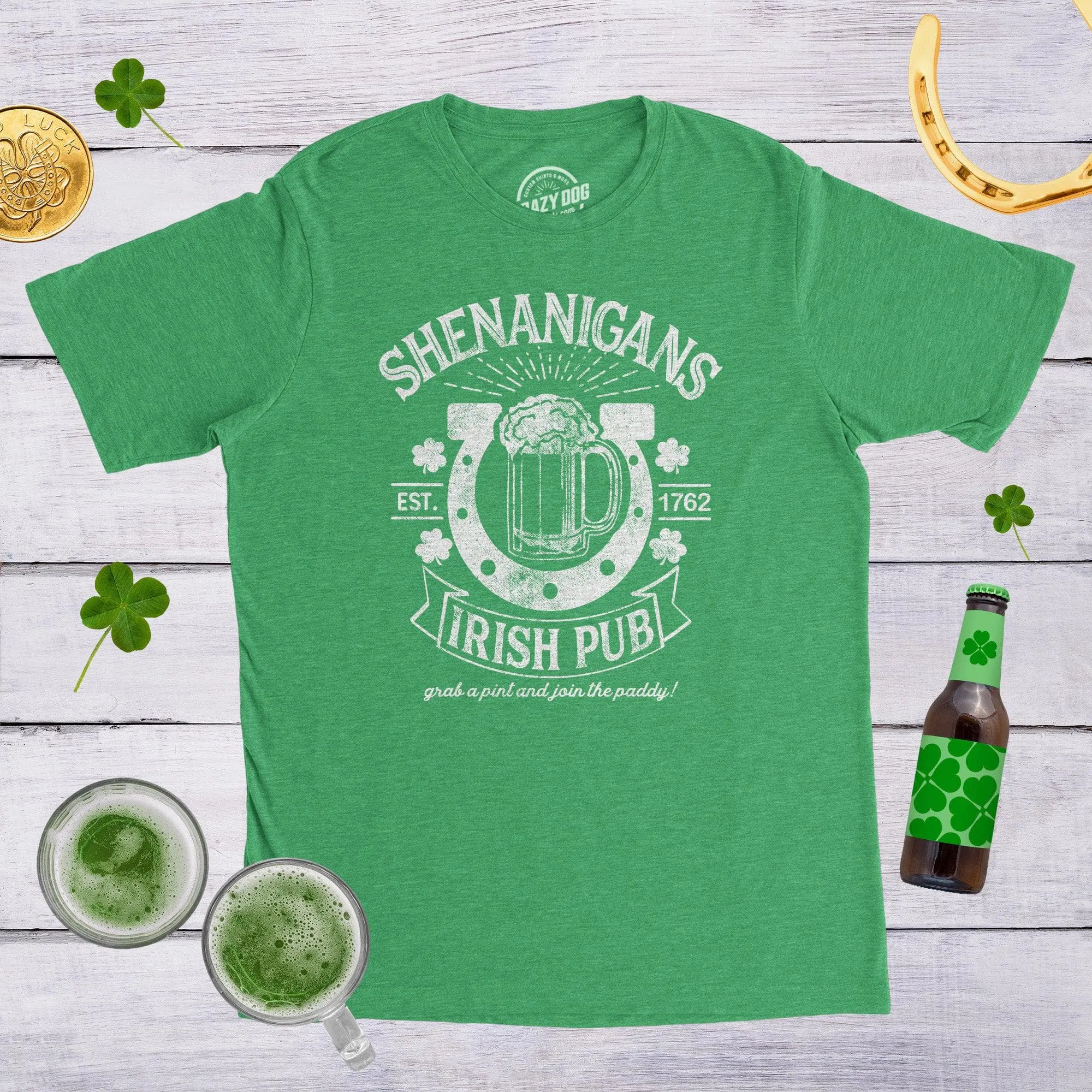Shenanigans Irish Pub Men's T Shirt sold by Crazy Dog T-Shirts product image thumbnail 3