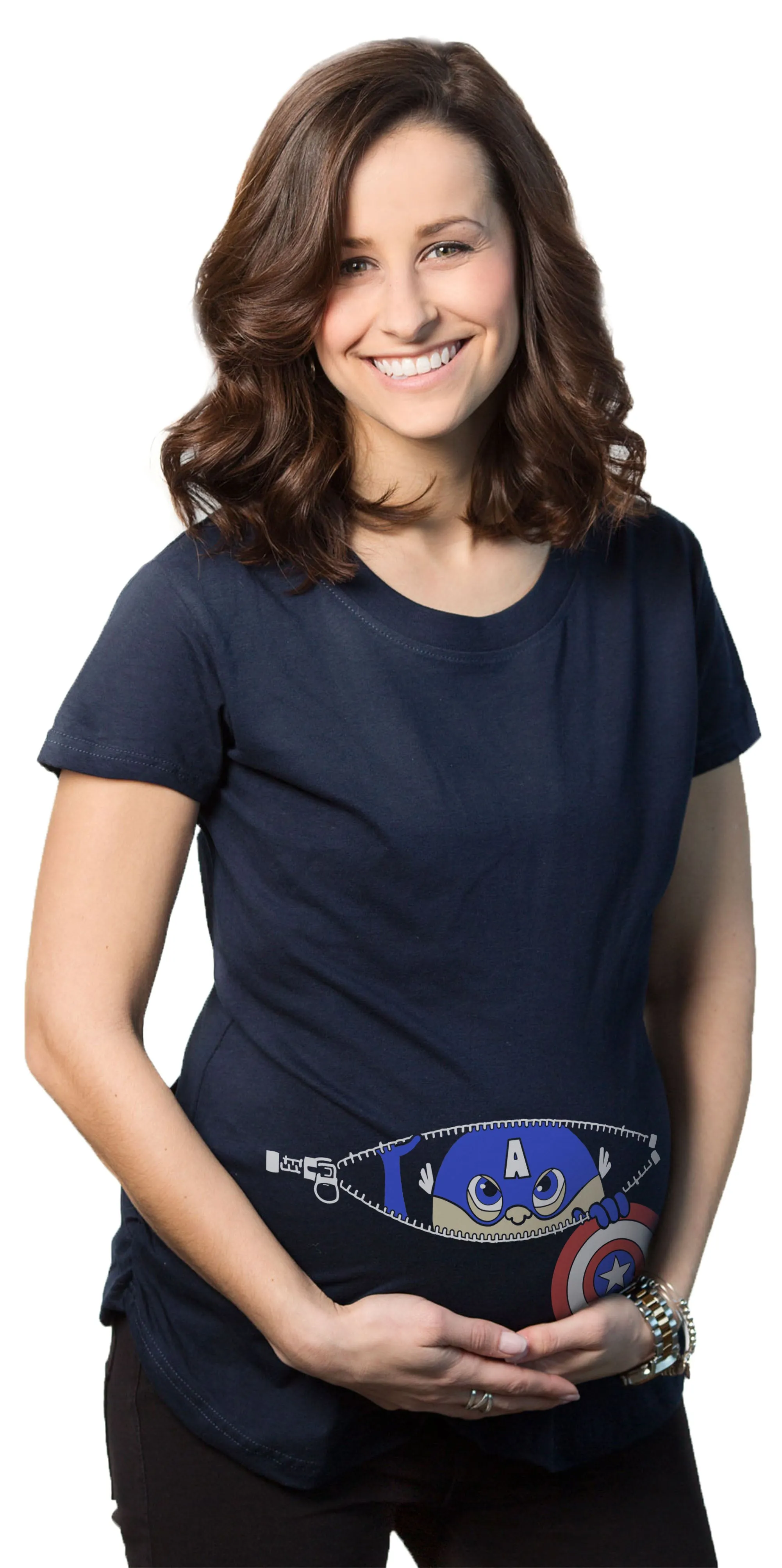 Peeking Captain Maternity T Shirt sold by Crazy Dog T-Shirts product image thumbnail 4