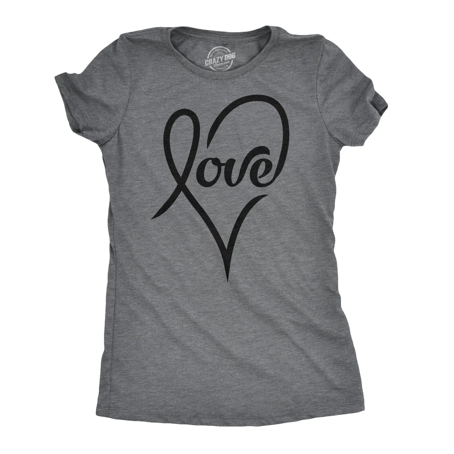 Love Cursive Heart Women's T Shirt sold by Crazy Dog T-Shirts