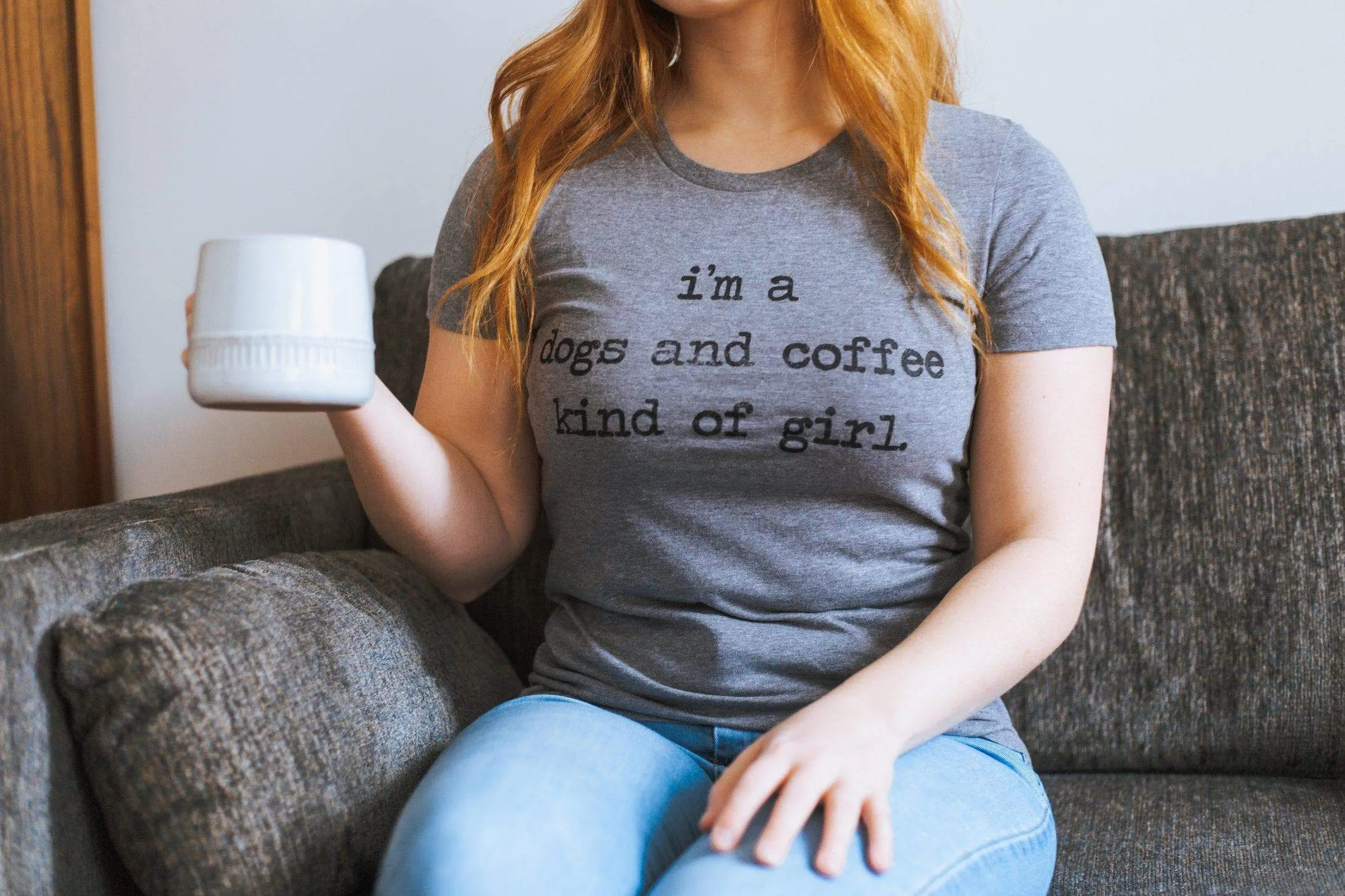 I'm A Dogs And Coffee Kind Of Girl Women's T Shirt sold by Crazy Dog T-Shirts product image thumbnail 4