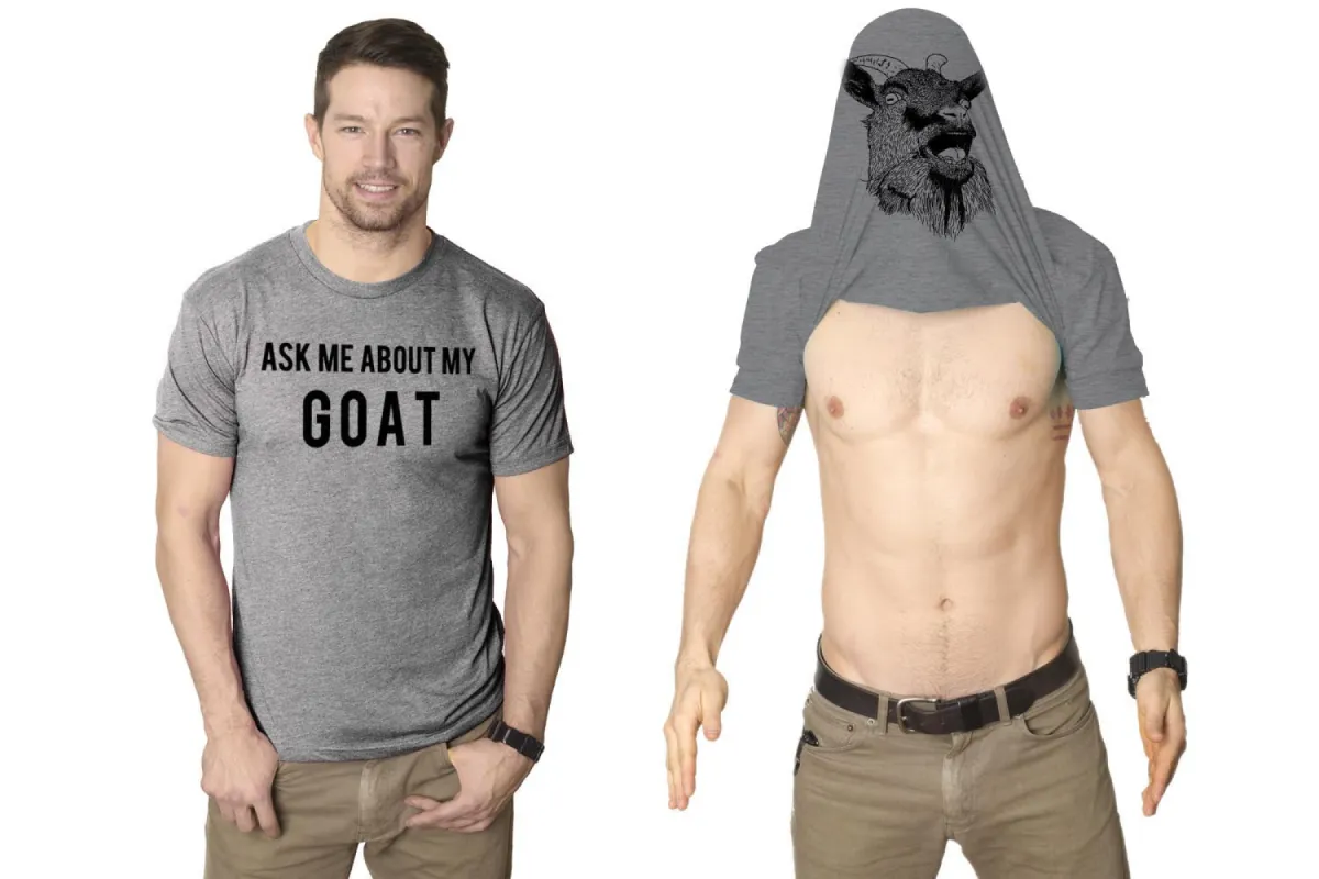 Ask Me About My Goat Flip Men's T Shirt sold by Crazy Dog T-Shirts