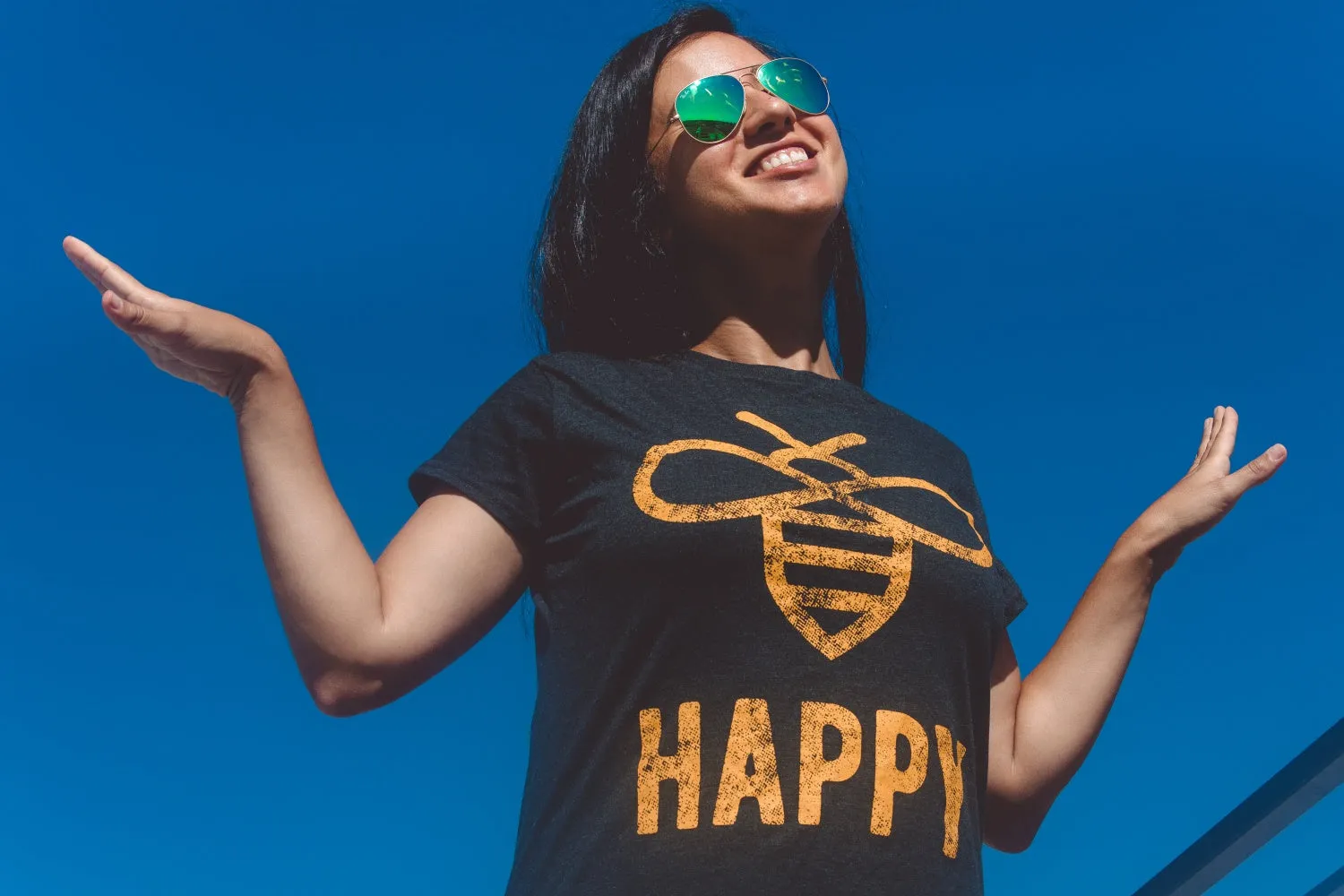 Bee Happy Women's T Shirt sold by Crazy Dog T-Shirts product image thumbnail 2