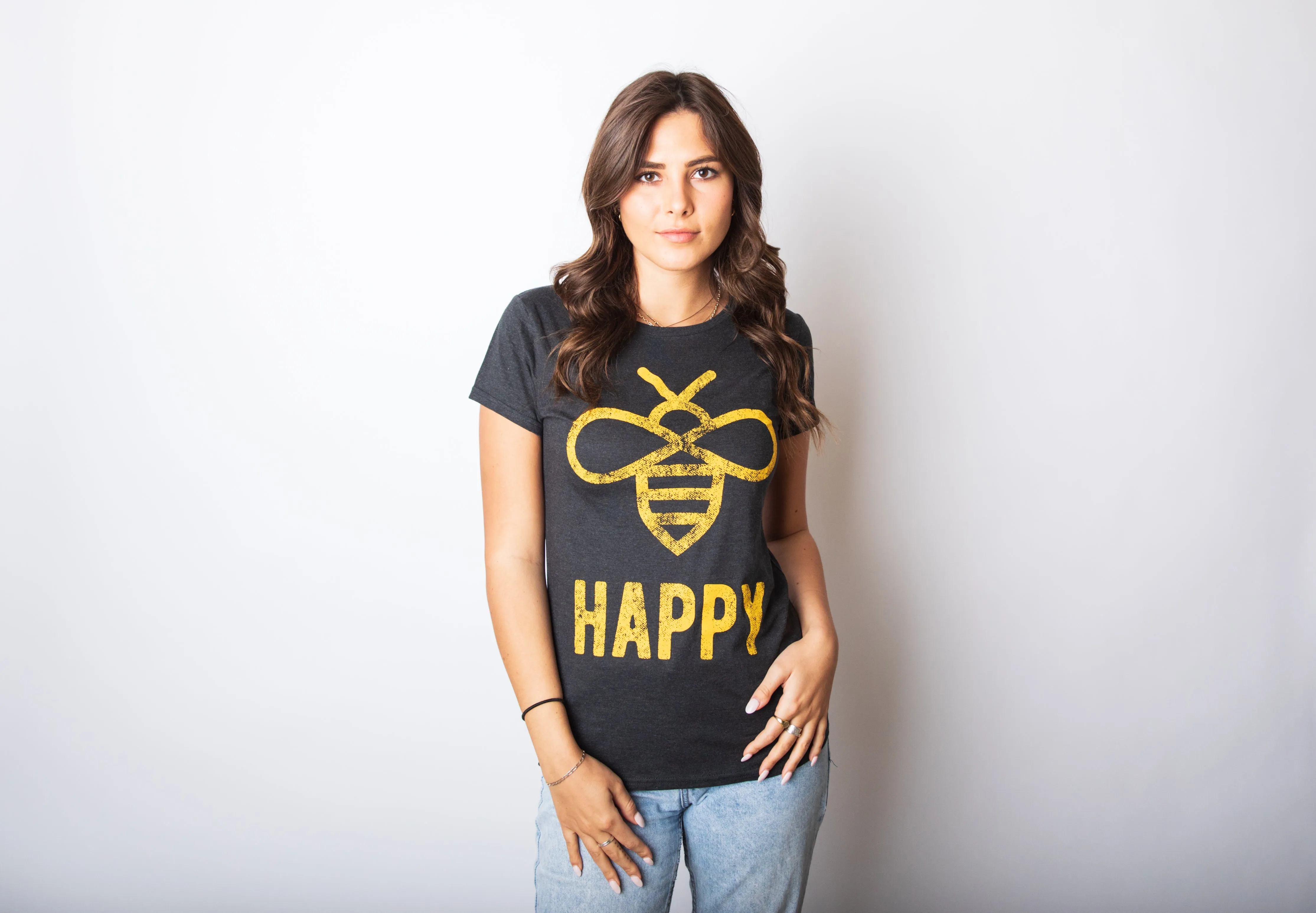 Bee Happy Women's T Shirt sold by Crazy Dog T-Shirts product image thumbnail 3
