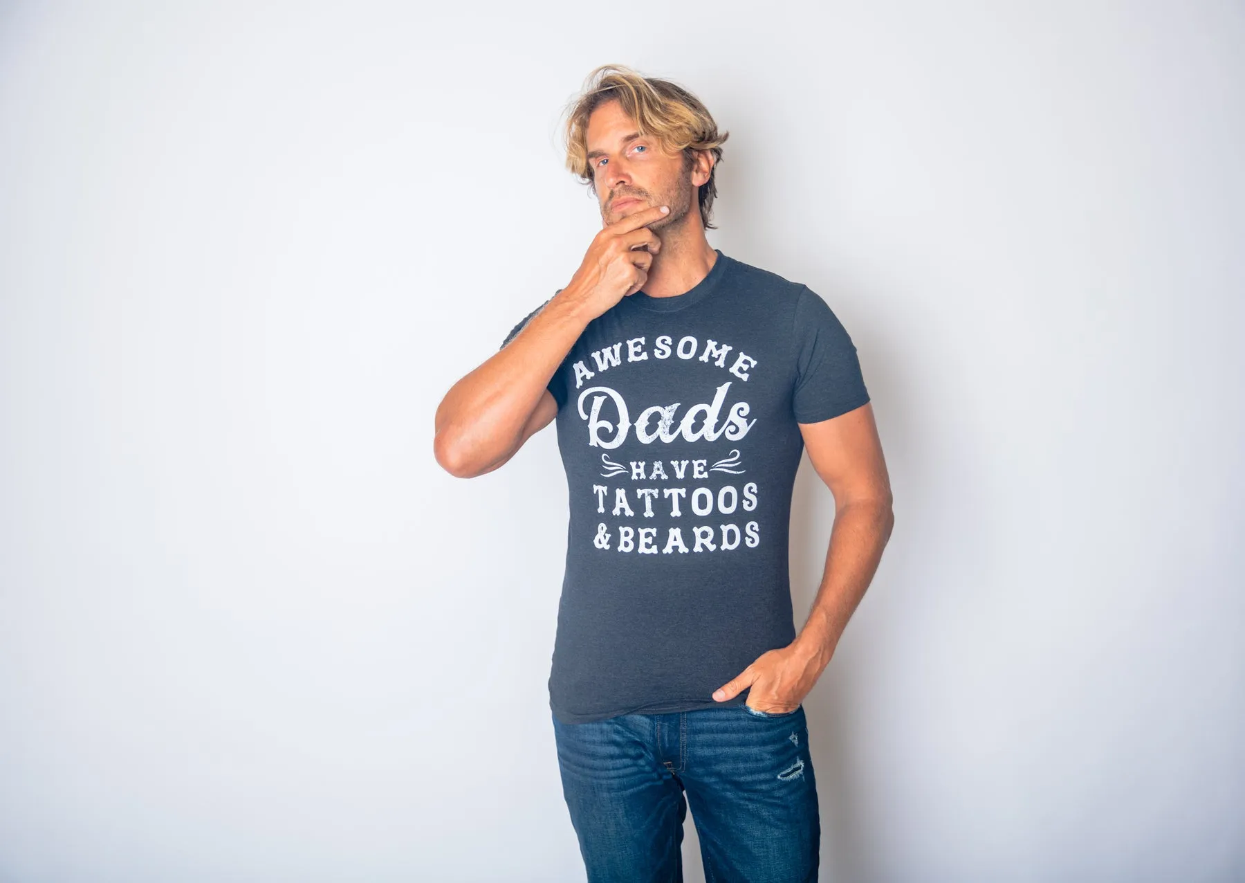 Awesome Dads Have Tattoos And Beards Men's T Shirt sold by Crazy Dog T-Shirts product image thumbnail 2