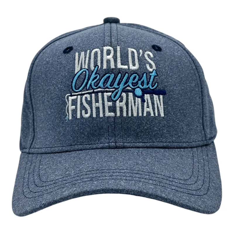 Worlds Okayest Fisherman Hat Funny Sarcastic Fishing Novelty Cap sold by Crazy Dog T-Shirts