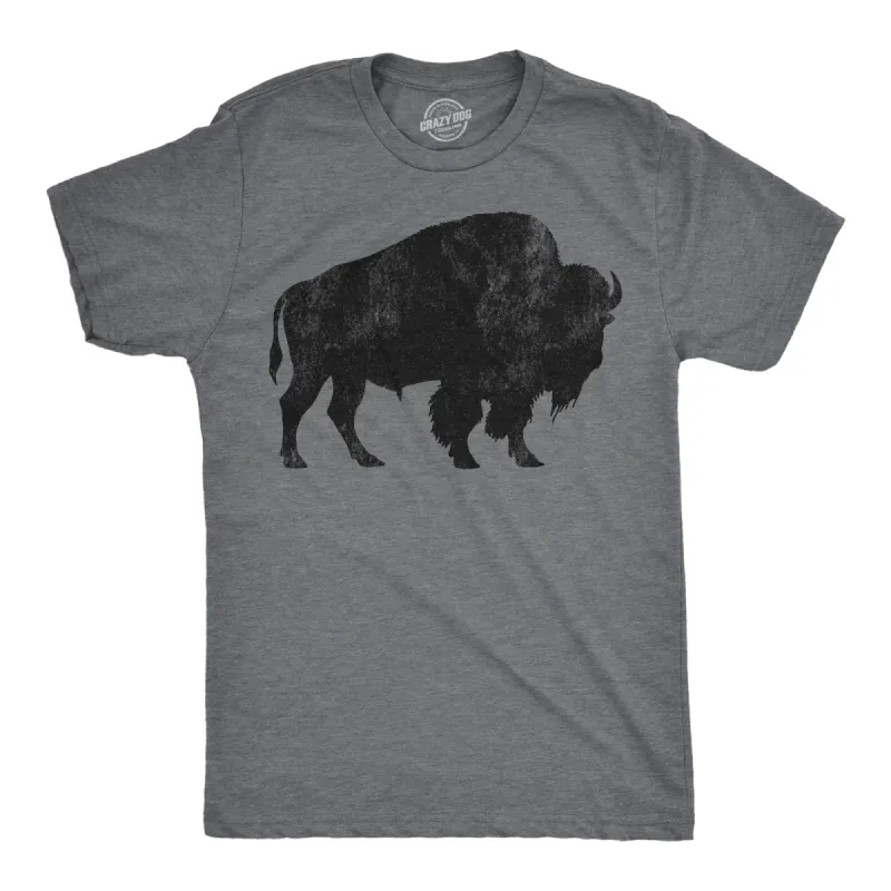 Standing Buffalo Silhouette Men's T Shirt sold by Crazy Dog T-Shirts