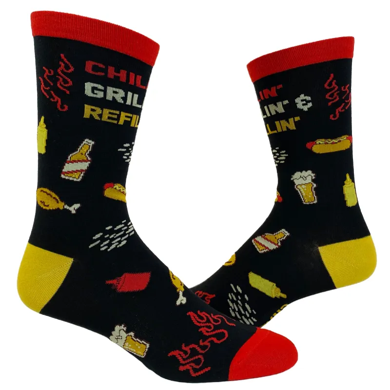 Chillin Grillin And Refillin Socks sold by Crazy Dog T-Shirts