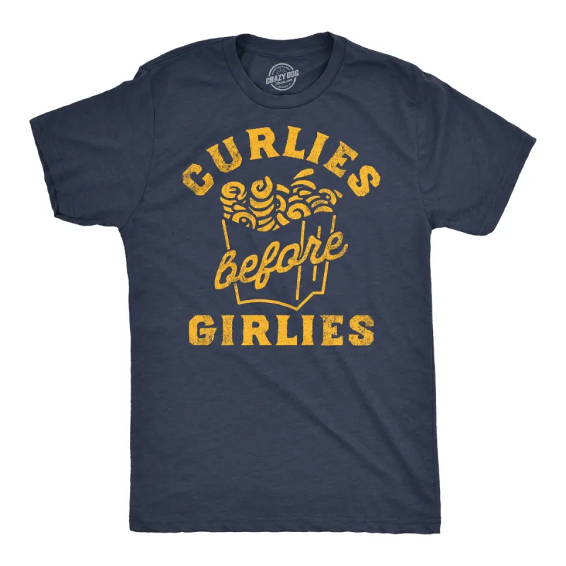 Curlies Before Girlies Men's T Shirt sold by Crazy Dog T-Shirts