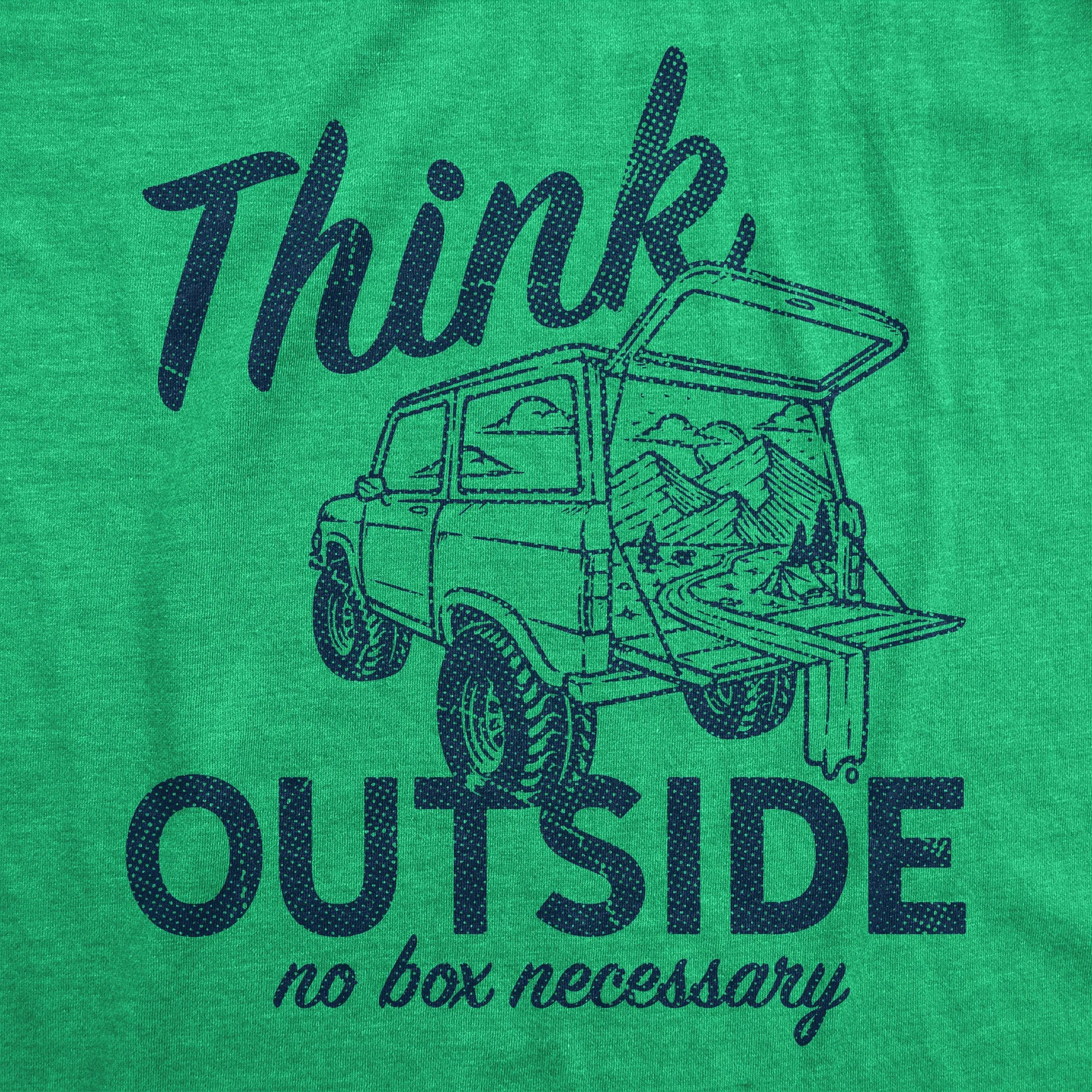 Mens Think Outside No Box Necessary Funny Camping Vintage Car Trunk T shirt sold by Crazy Dog T-Shirts product image thumbnail 5