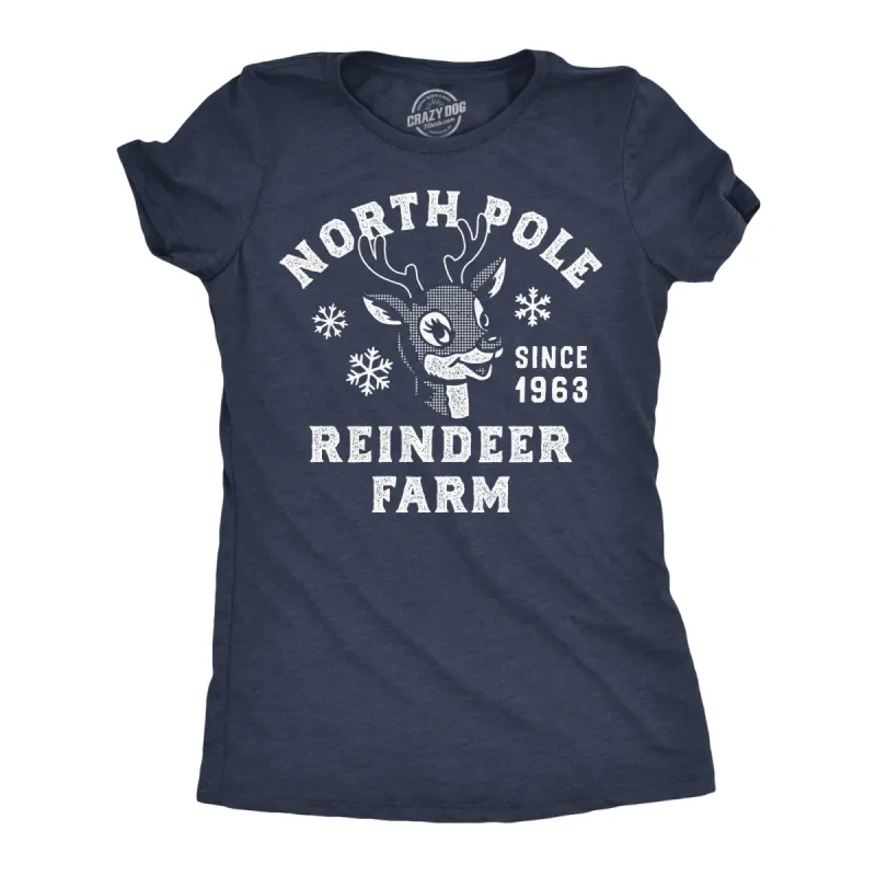 North Pole Reindeer Farm Women's T Shirt sold by Crazy Dog T-Shirts