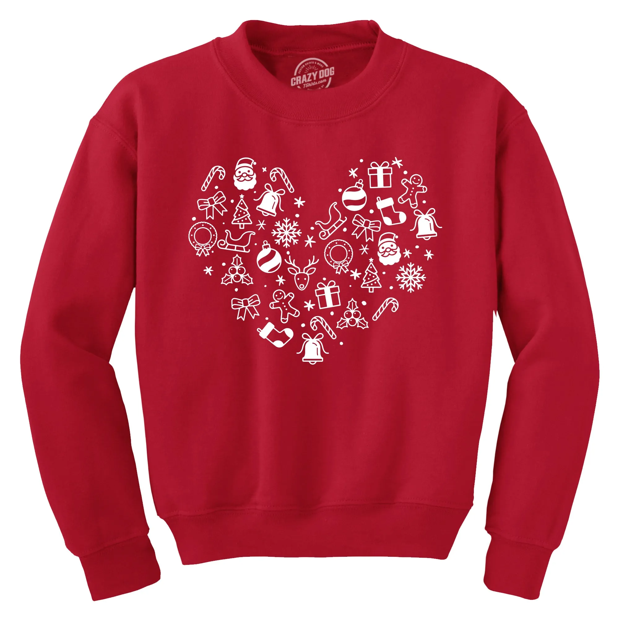 Christmas Heart Crew Neck Sweatshirt sold by Crazy Dog T-Shirts