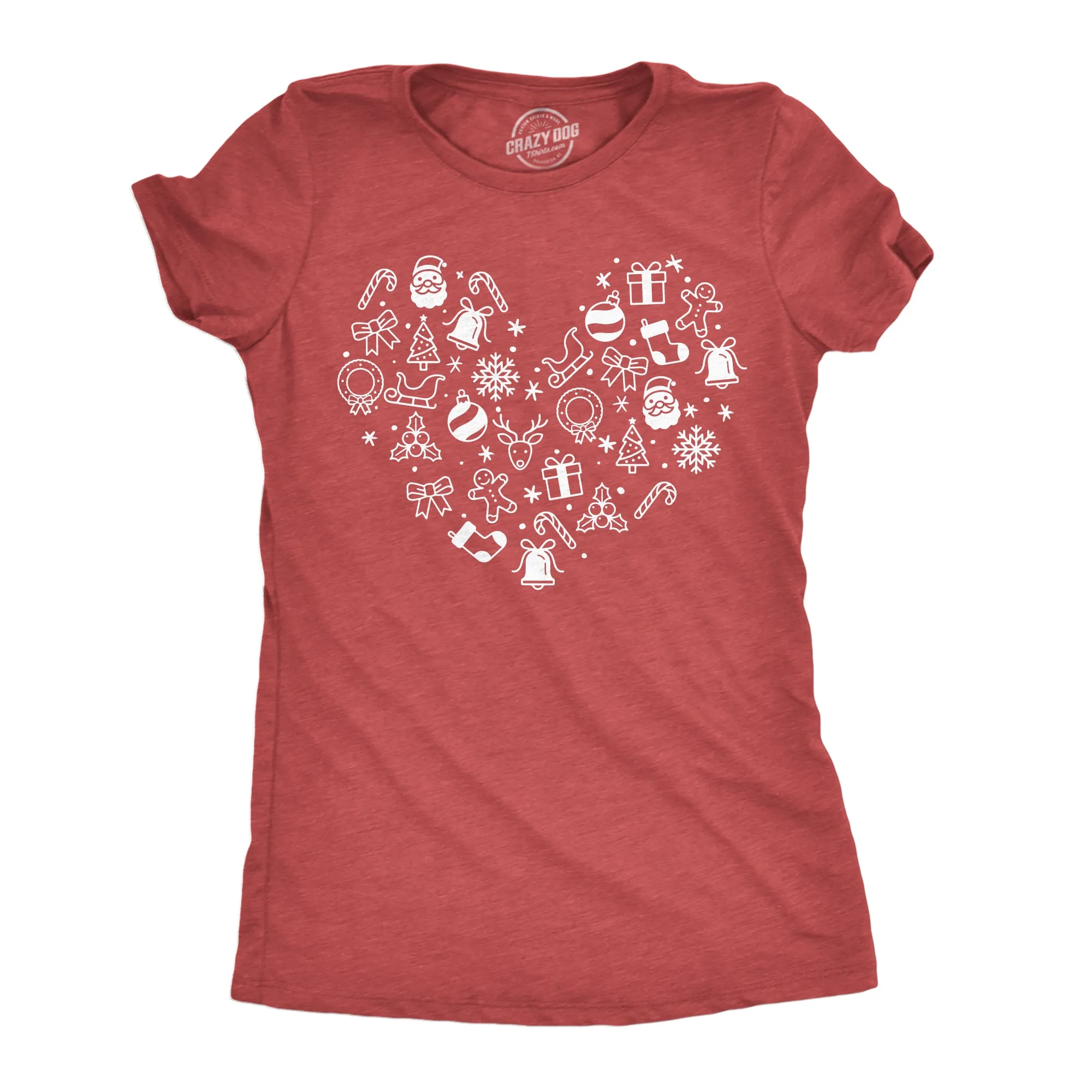 Christmas Heart Women's T Shirt sold by Crazy Dog T-Shirts