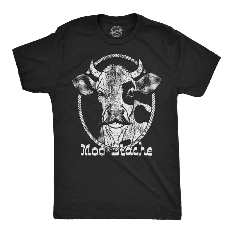 Moo Stache Men's T Shirt sold by Crazy Dog T-Shirts