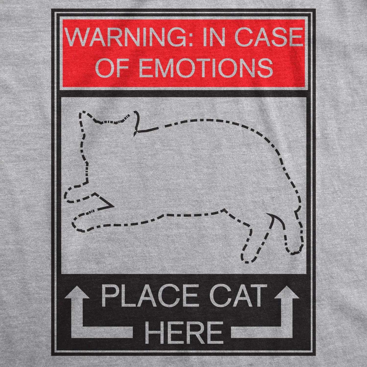 WARNING: In Case of Emotions, Place Cat Here Men's T Shirt sold by Crazy Dog T-Shirts product image thumbnail 2