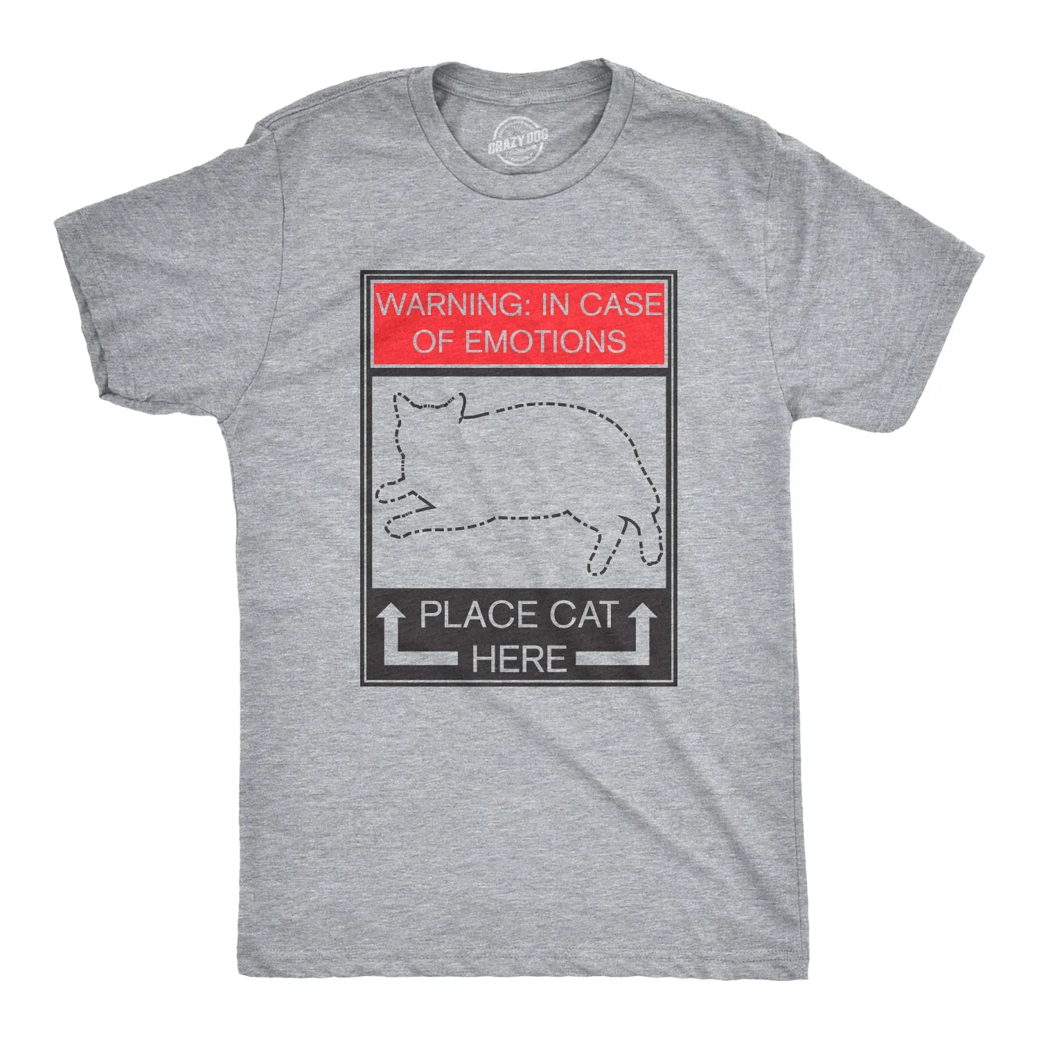 WARNING: In Case of Emotions, Place Cat Here Men's T Shirt sold by Crazy Dog T-Shirts product image thumbnail 3
