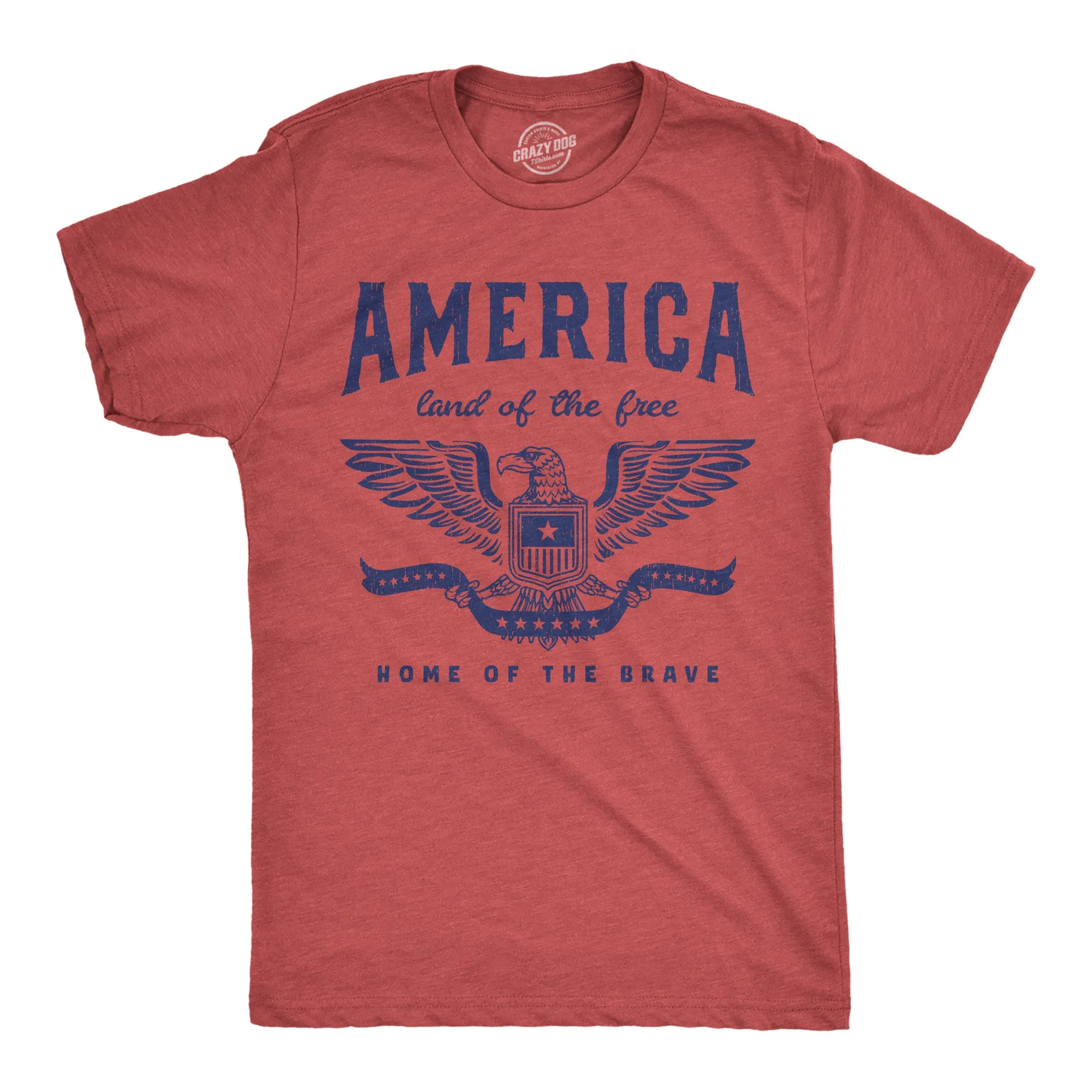 America Land Of The Free Home Of The Brave Men's T Shirt sold by Crazy Dog T-Shirts