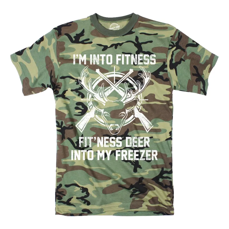 Im Into Fitness Fitness Deer Into My Freezer Men's T Shirt sold by Crazy Dog T-Shirts