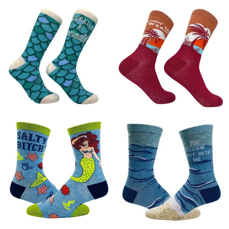 Womens Ocean Sock 4 Pack Socks sold by Crazy Dog T-Shirts