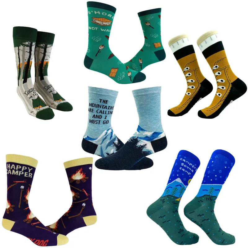 Mens Camping Sock 6 Pack Socks sold by Crazy Dog T-Shirts