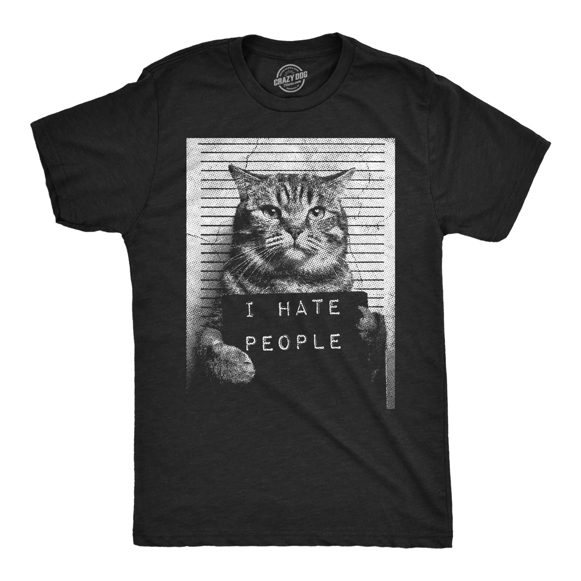 I Hate People Cat Mugshot Men's T Shirt sold by Crazy Dog T-Shirts