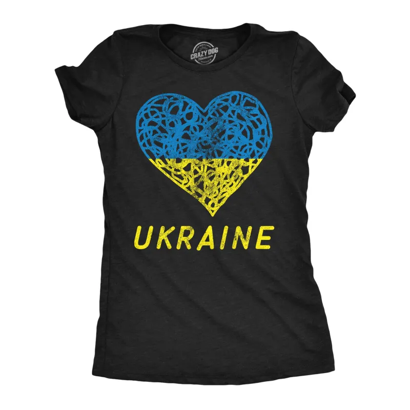 Ukraine Heart Women's T Shirt sold by Crazy Dog T-Shirts