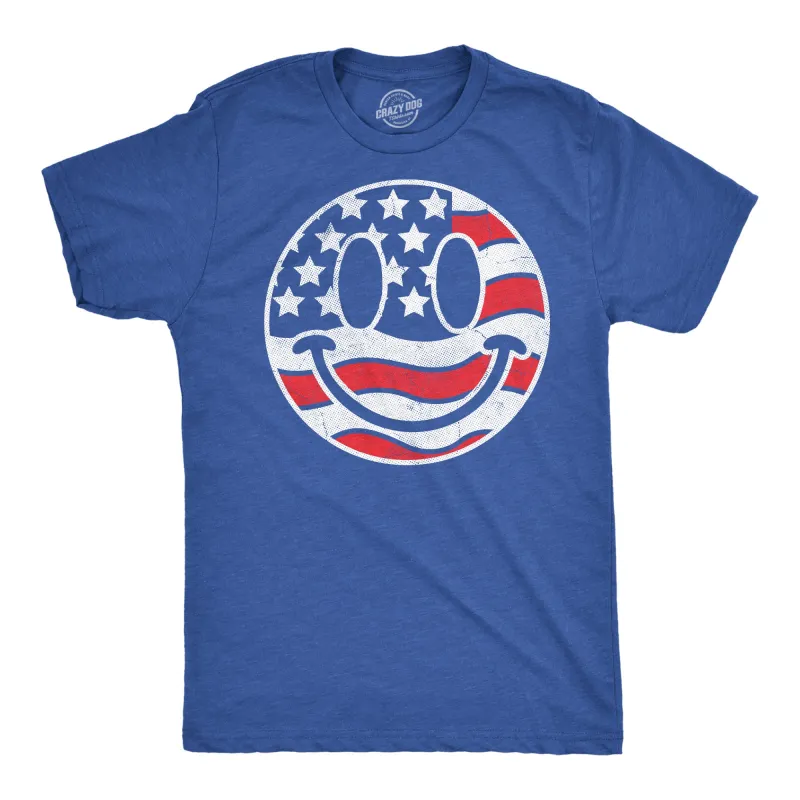 American Flag Smile Men's T Shirt sold by Crazy Dog T-Shirts