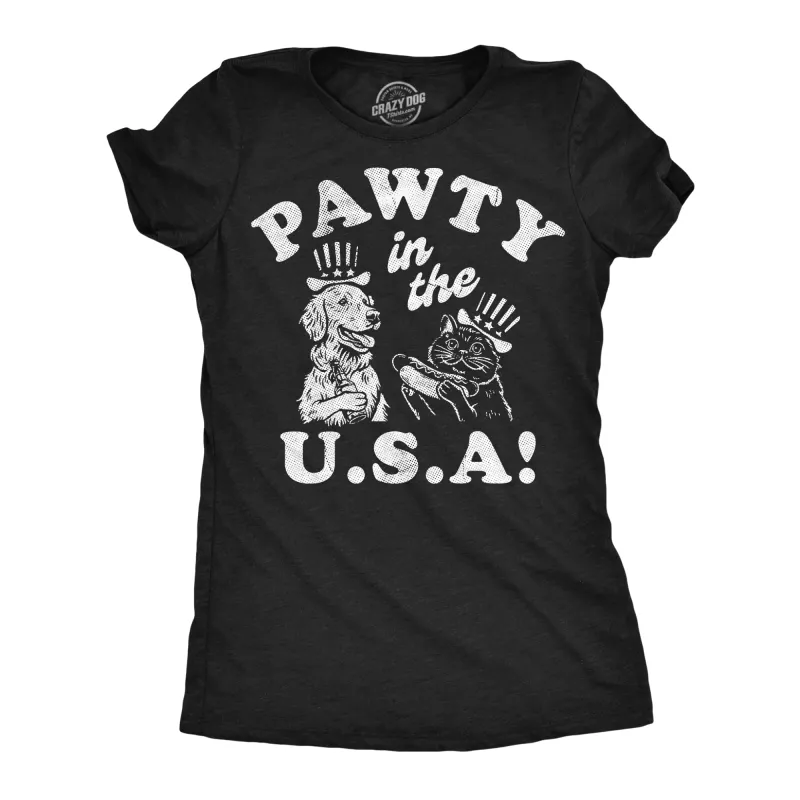 Pawty In The USA Women's T Shirt sold by Crazy Dog T-Shirts