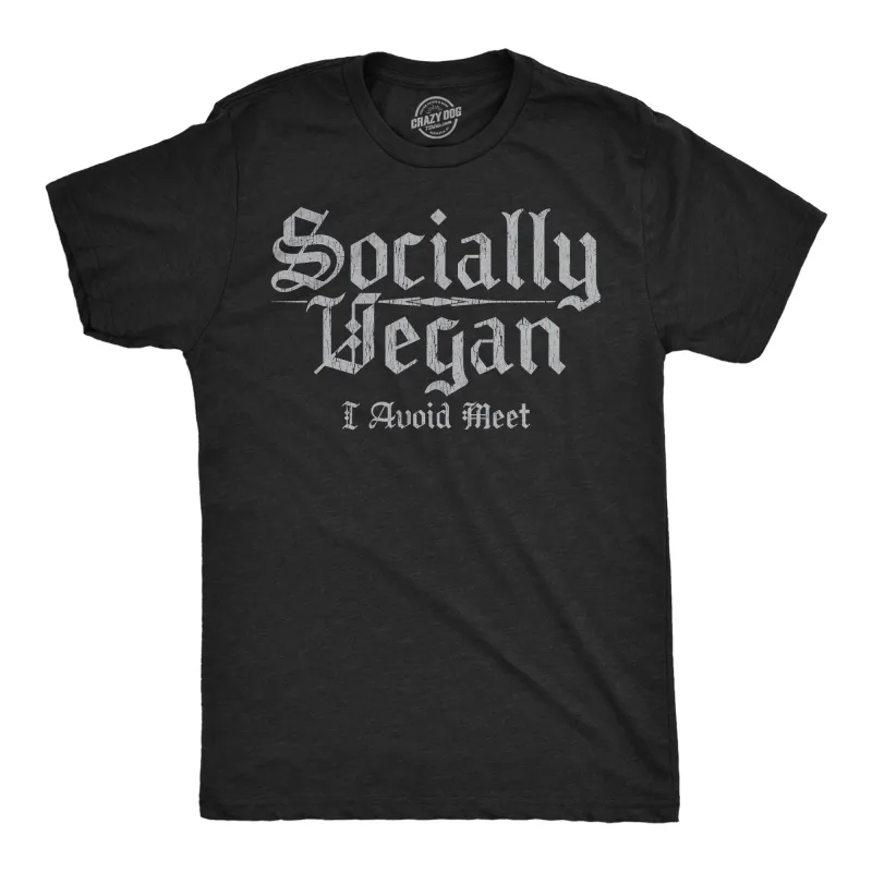 Socially Vegan I Avoid Meet Men's T Shirt sold by Crazy Dog T-Shirts