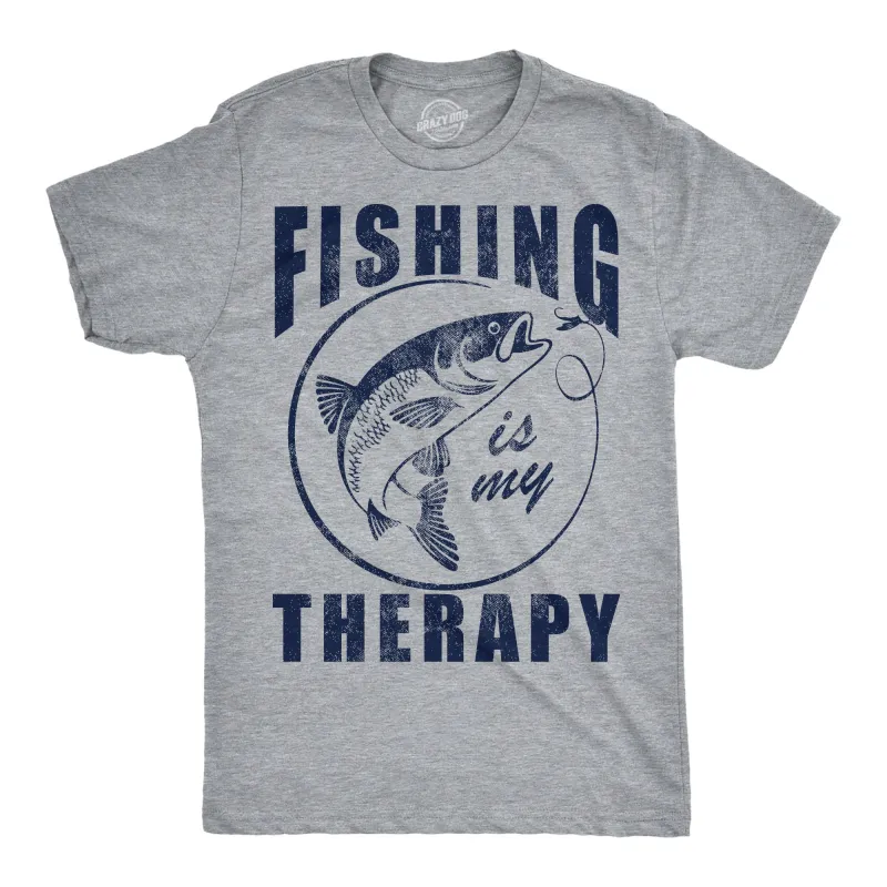 Fishing Is My Therapy Men's T Shirt sold by Crazy Dog T-Shirts