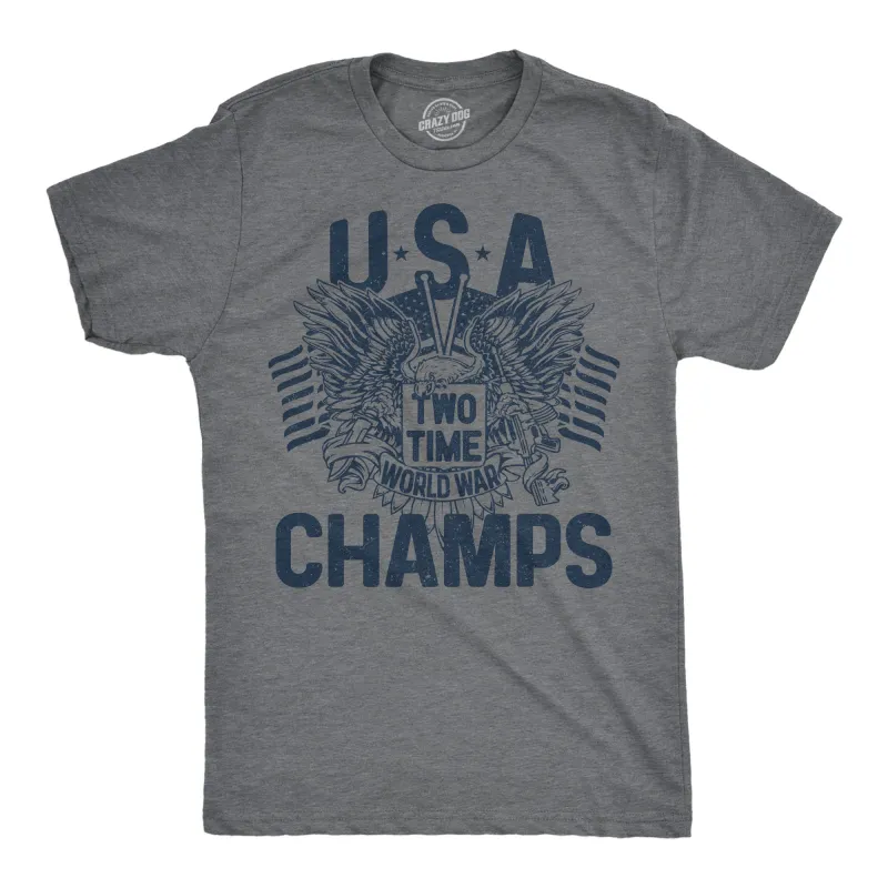 USA Two Time World War Champs Men's T Shirt sold by Crazy Dog T-Shirts
