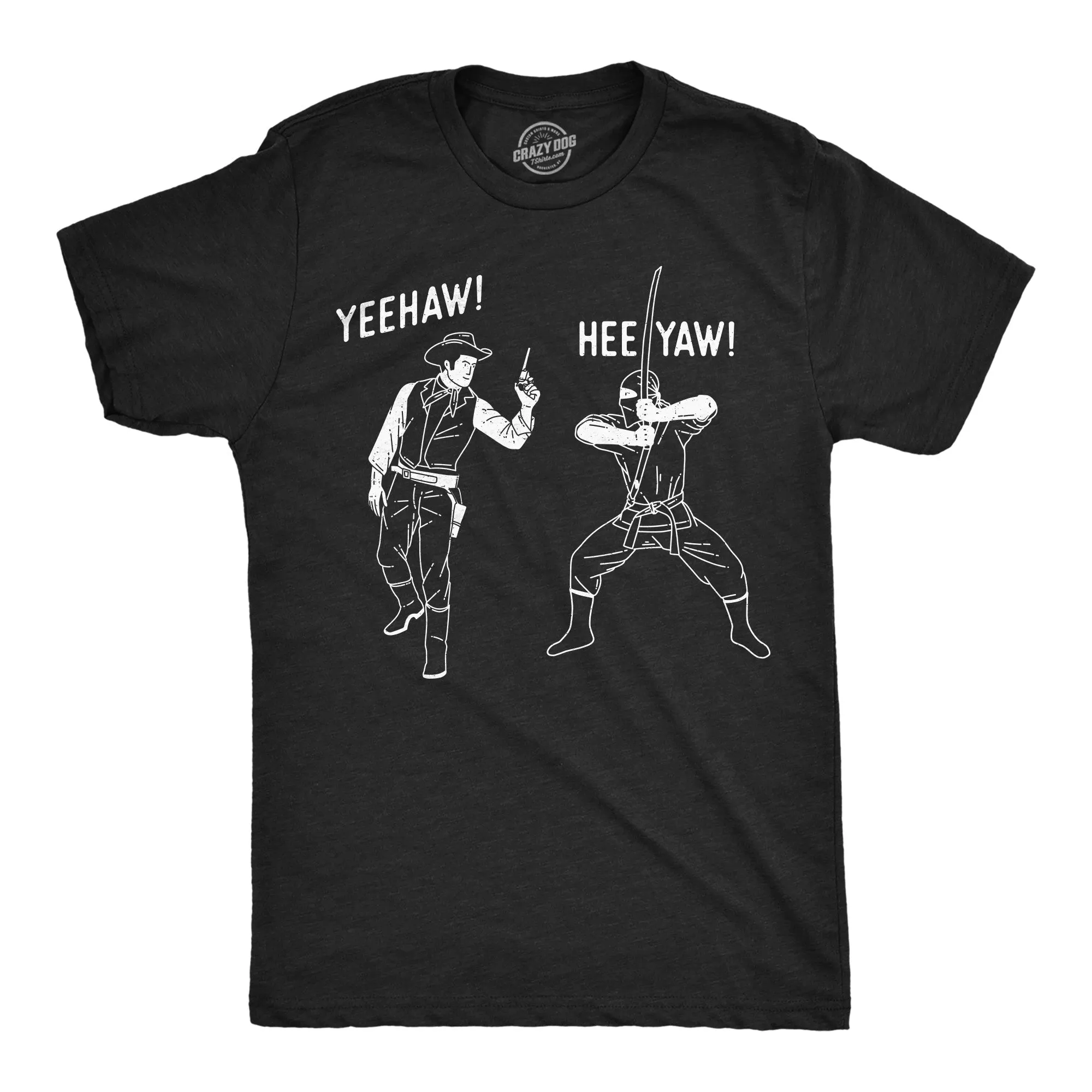 Yeehaw Heeyah Cowboy VS Ninja Men's T Shirt sold by Crazy Dog T-Shirts