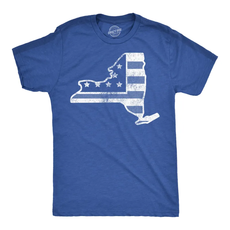 American Flag New York State Men's T Shirt sold by Crazy Dog T-Shirts
