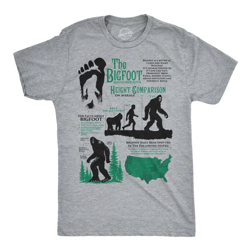 Bigfoot Facts Sheet Men's T Shirt sold by Crazy Dog T-Shirts