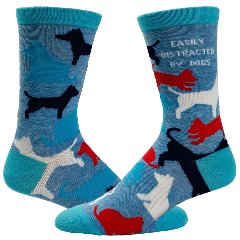 Women's Easily Distracted By Dogs Socks sold by Crazy Dog T-Shirts