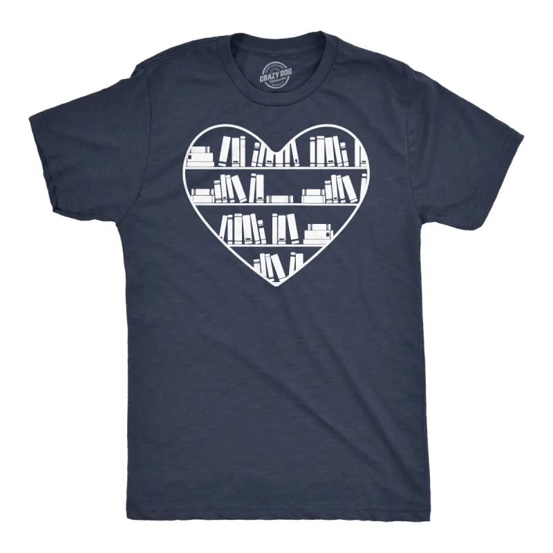 Bookshelf Heart Men's T Shirt sold by Crazy Dog T-Shirts