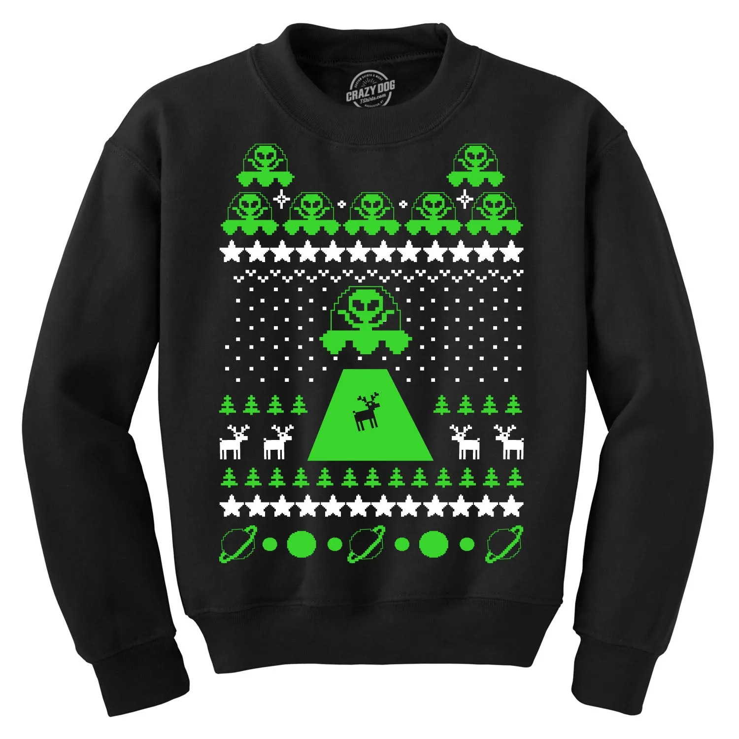 Alien Abduction Ugly Christmas Sweater Crew Neck Sweatshirt sold by Crazy Dog T-Shirts