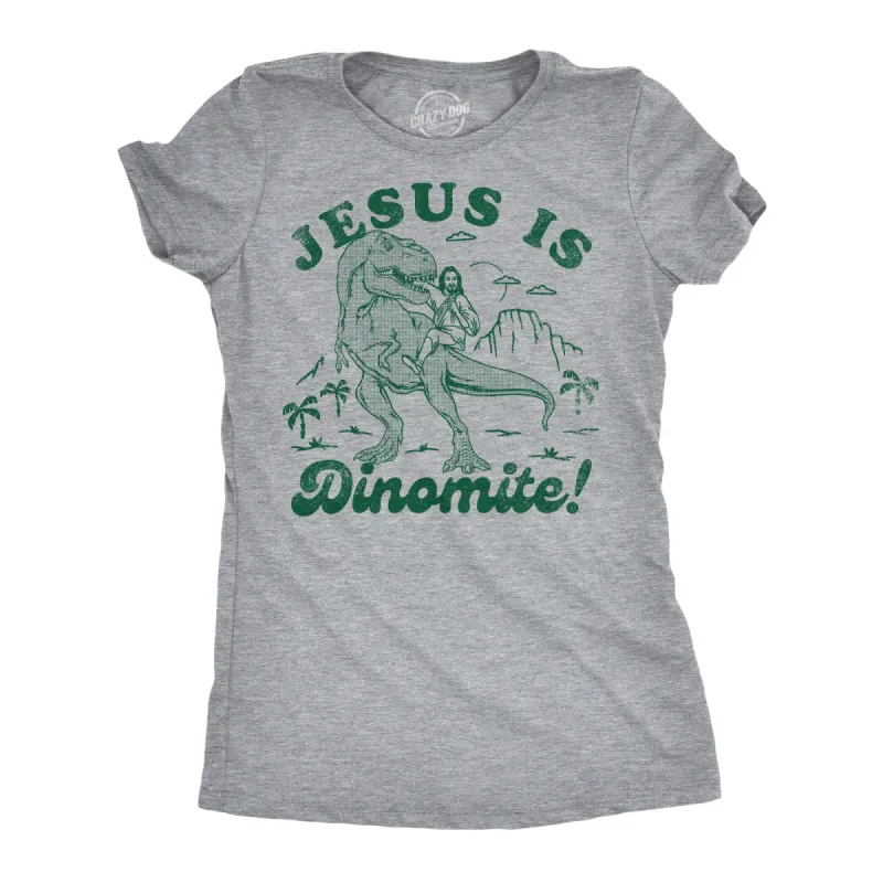 Jesus Is Dinomite Women's T Shirt sold by Crazy Dog T-Shirts